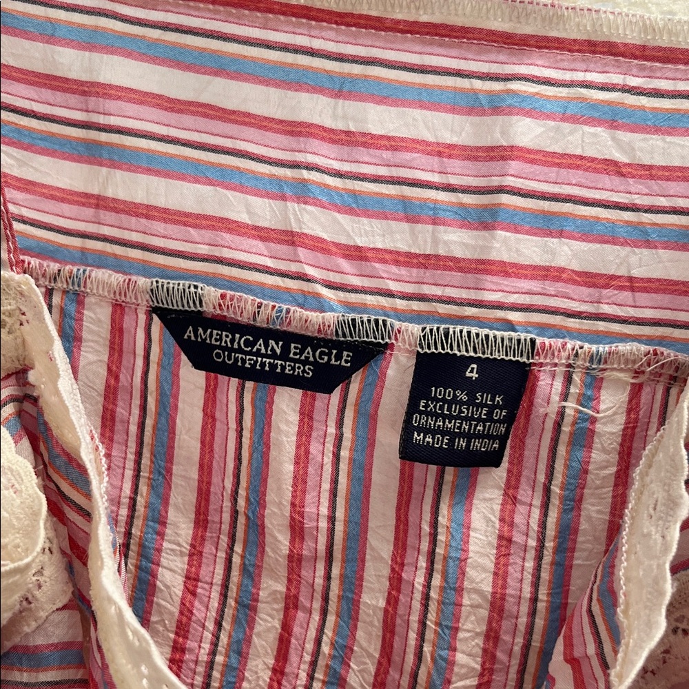 Striped Silk Lace Trim Cami - Picture 2 of 5